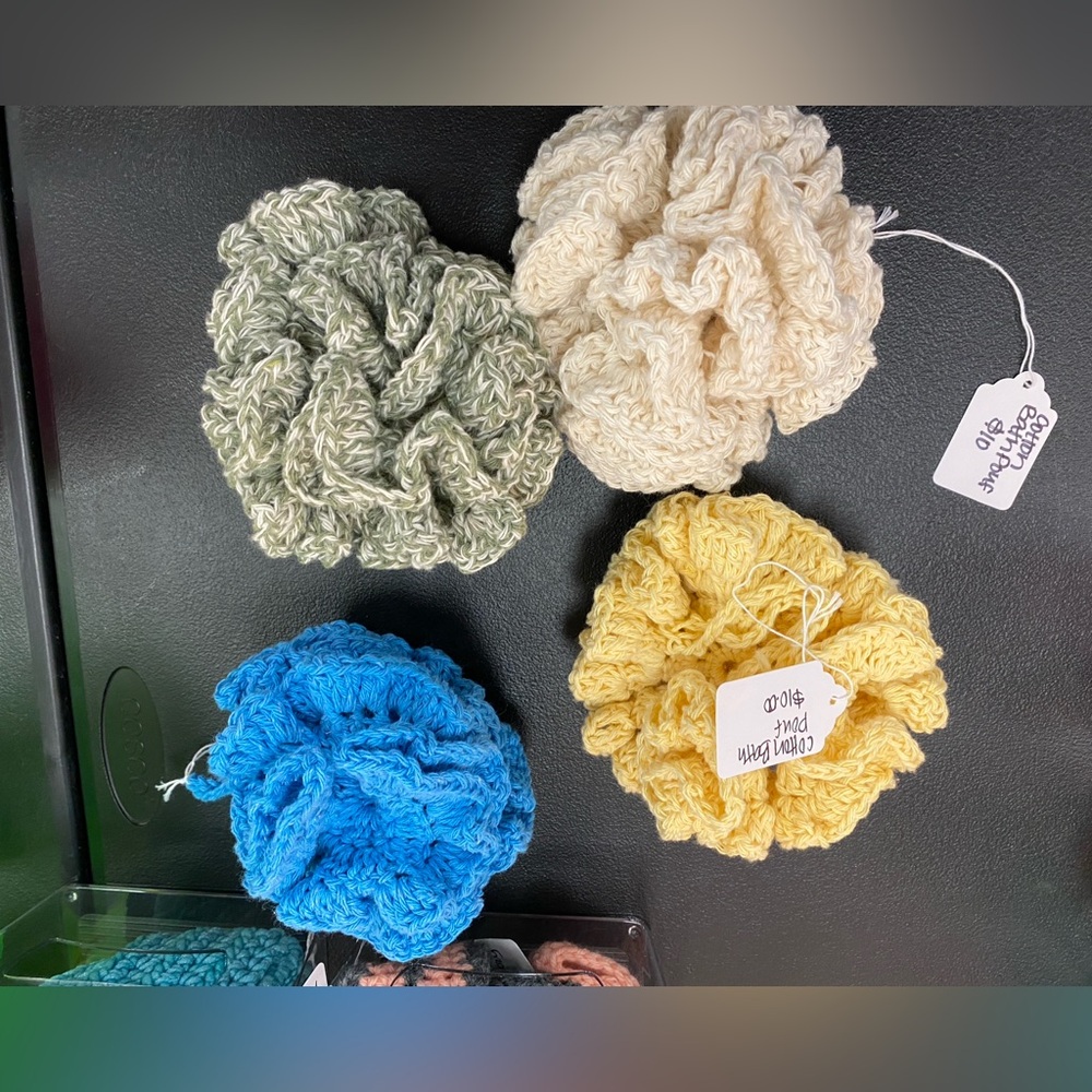 Hand Crocheted Cotton Blend Bath Pouf